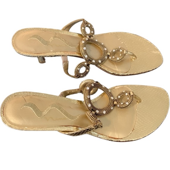 Nina Shoes - Nina womens gold sandals size 7.5 night out glam metallic dressy jewels feminine
